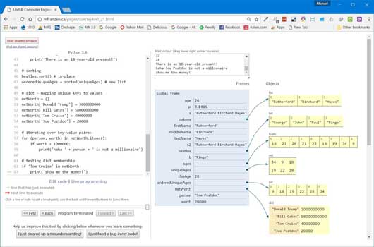 python tutor visual feedback