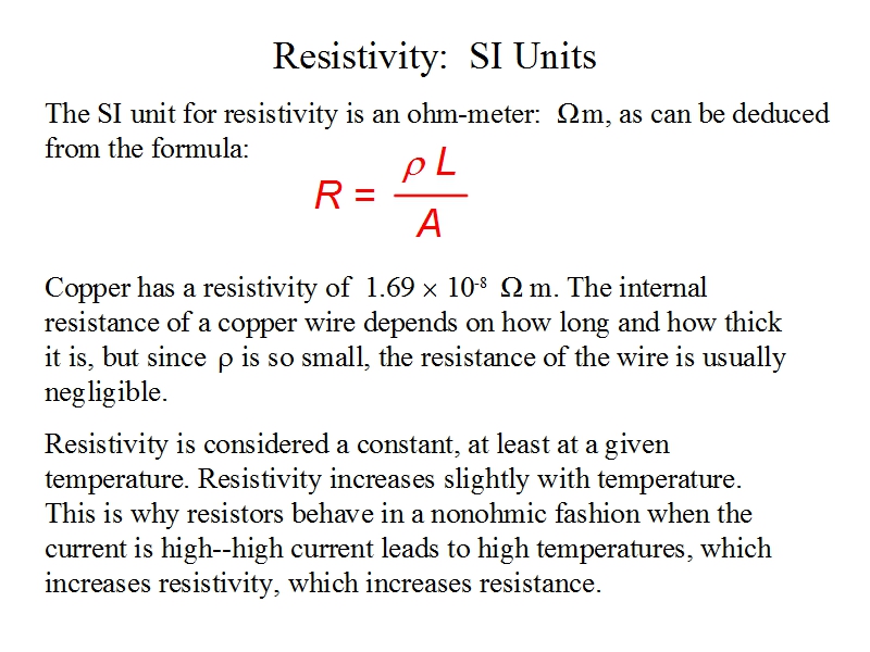 I virkeligheden landsby Henfald Resistivity: SI Units